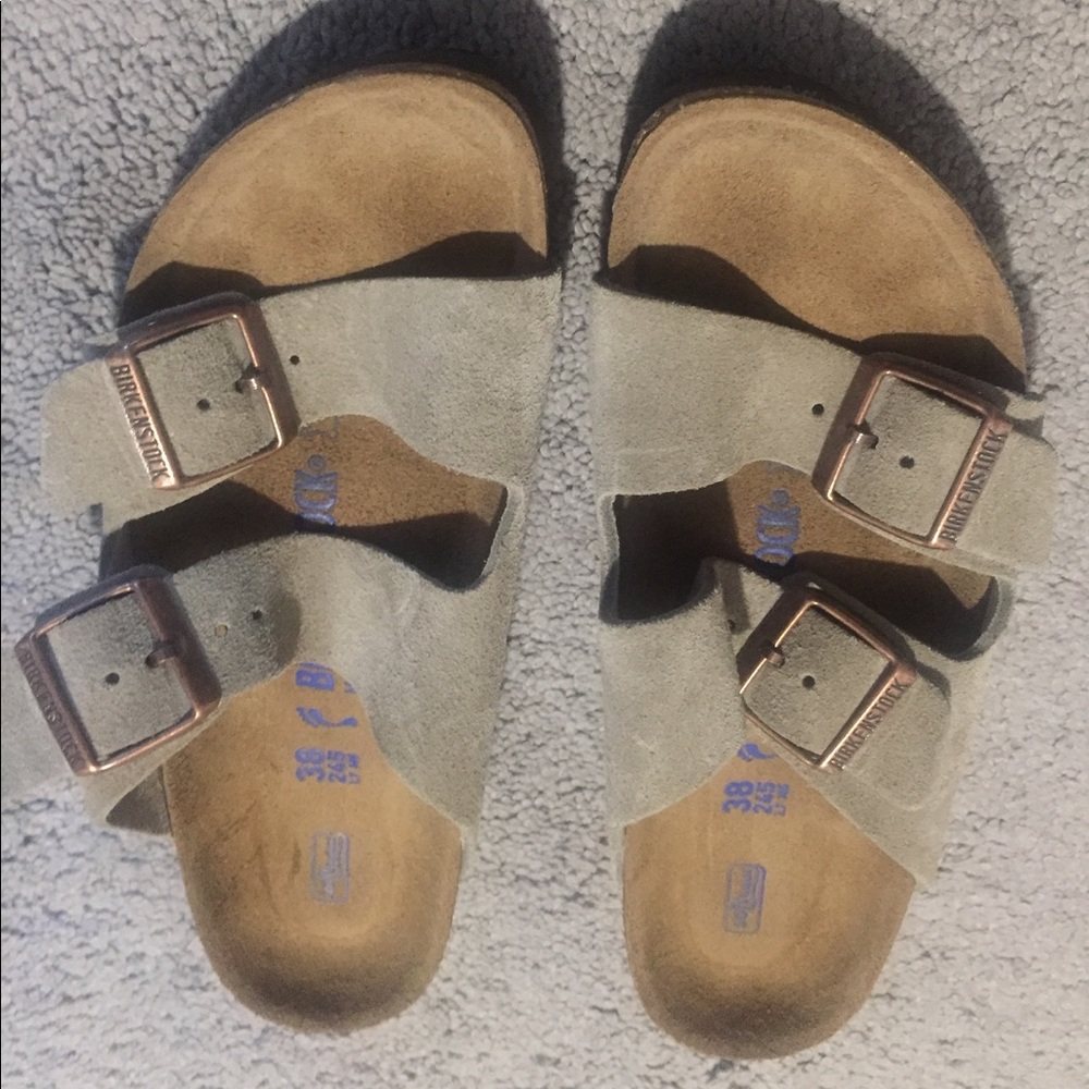 Taupe suede Birkenstocks size 38